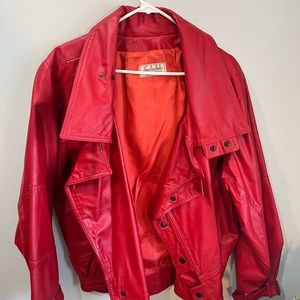 Red Vintage Leather Jacket Suede Club